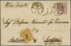 Sandjak Işkodra 1863: Italy 60 c. lilac used on 1871 cover from ...