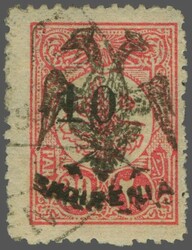 1913: Eagle in black on Turkey 1909 20 pa. rose on wove paper, ...