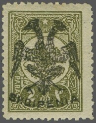 1913: Eagle in black on Turkey 1911 2 pa. olive, an unused example of ...