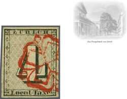 Zürich 4, Type II, farbfrisch und gleichmässig breitrandig mit ...