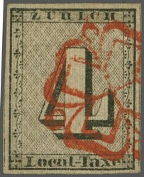 Zürich 4, Type II, farbfrisch und gleichmässig breitrandig mit ...