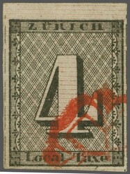 Zürich 4, Type IV, ausgesprochen farbintensives und breit- bis weit ...