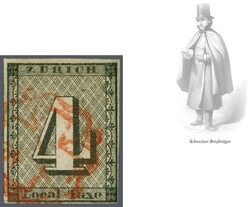Zürich 4, Type V, farbfrisch und gut- bis breitrandig mit klarem, ...