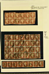 1840/64: Line Engraved Issues – Group of twelve multiples, almost ...