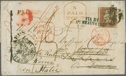 1841: 1d. red-brown, „Black“ plate 8, QF, tied by black Maltese ...