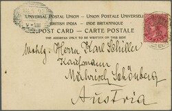 Austrian Lloyd, 1903 (April 1): Postcard written in Bombay, depicting ...