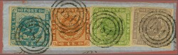 1854/57: Dotted spandrels 2 sk. blue, 8 sk. green, and 16 sk. violet ...