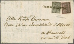 1857 (July 9): Unpaid Entire letter from Roveredo, Tirol to Colorno, ...