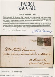 1857 (July 9): Unpaid Entire letter from Roveredo, Tirol to Colorno, ...