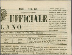 1853: Newspaper stamp, 9 Centesimi azzurro, tied to the complete ...
