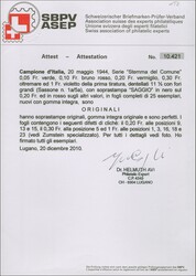 1944: Gemeindemarken der Ersten Auflage gez. 11½ mit grossen ...