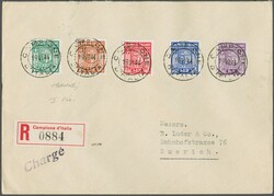 1944: 1. Auflage, kpl. Satz 0.05 Fr. bis 1 Fr. auf Einschreibebrief ...