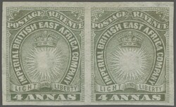 Lithographed by Bradbury Wilkinson 1890/94: 4 a. grey, Imperforate on ...