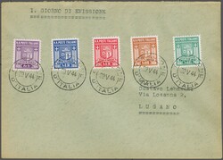 1944: Ersttagbrief mit der kompl. 1. Ausgabe, je klar entw. "Campione ...