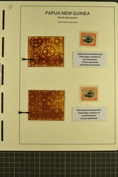 Album page with examples of the 1901, 1 s. black and orange and 1907, ...