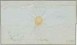 1851 (Jan.) 3d Bright Red with clear to large margins, tied by black ...