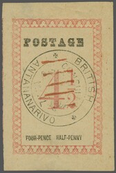 1866: 4½ d. rose, rouletted, no Stops after Postage or Value, a fine ...