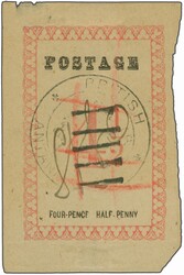 1886: 4½ d. rose, rouletted, no Stops after Postage or Value, a used ...