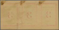 1886: POSTAGE 29½ mm., No Stops, 3 d. rose, rouletted, handstamped ...