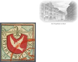 Basler Taube der zweiten Auflage, farbintensiv und dreiseitig ...