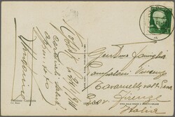 1941 (24 January): Postcard to Florence, Italy, bearing King Emanuel ...