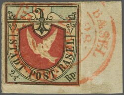 Basler Taube der zweiten Auflage mit Plattenfehler "Rotdruck in der ...