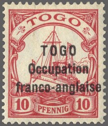 1915: German 'Hohenzollern' Yacht definitive 10 pf. red, overprinted ...