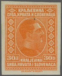 1926: King Alexander portrait to the right, imperforate set without ...