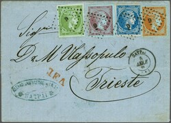 Outgoing to Austria, mail carried on Austrian Lloyd 1865 (Dec 5): ...