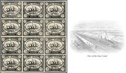 Suez Canal Company 1868 (July): 1 c. black, an unused block of twelve ...