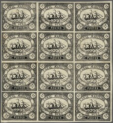 Suez Canal Company 1868 (July): 1 c. black, an unused block of twelve ...