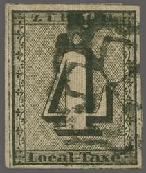 Zürich 4, Type I, farbfr. und breit- bis überrandig mit deutlich ...