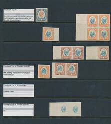 Proof type N of 1 kr. in three different colours incl. inverted heads ...