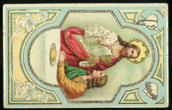 "98" Kirkjuból on a Christmas picture postcard with 20 aur Building. ...