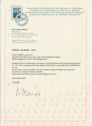 Cover to Thorshav franked with bisected 4 øre wrapper cut out ...