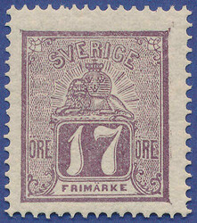 A very fresh never hinged copy of 17 öre lilac. F=17.000. VERY FINE