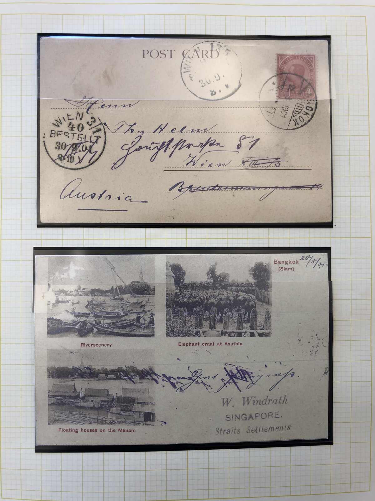 Group of ten picture postcards, eight sent to Europe and two without ...