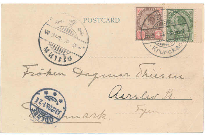 Very beautiful picture postcard to Denamrk franked with 1 Att type II ...