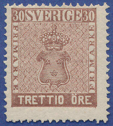 never hinged copy of 30 öre brown. F=9.500+. Cert. Nils Svensson. ...