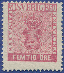 Never hinged copy of 50 öre violetish rose. F=14.000+. VERY FINE