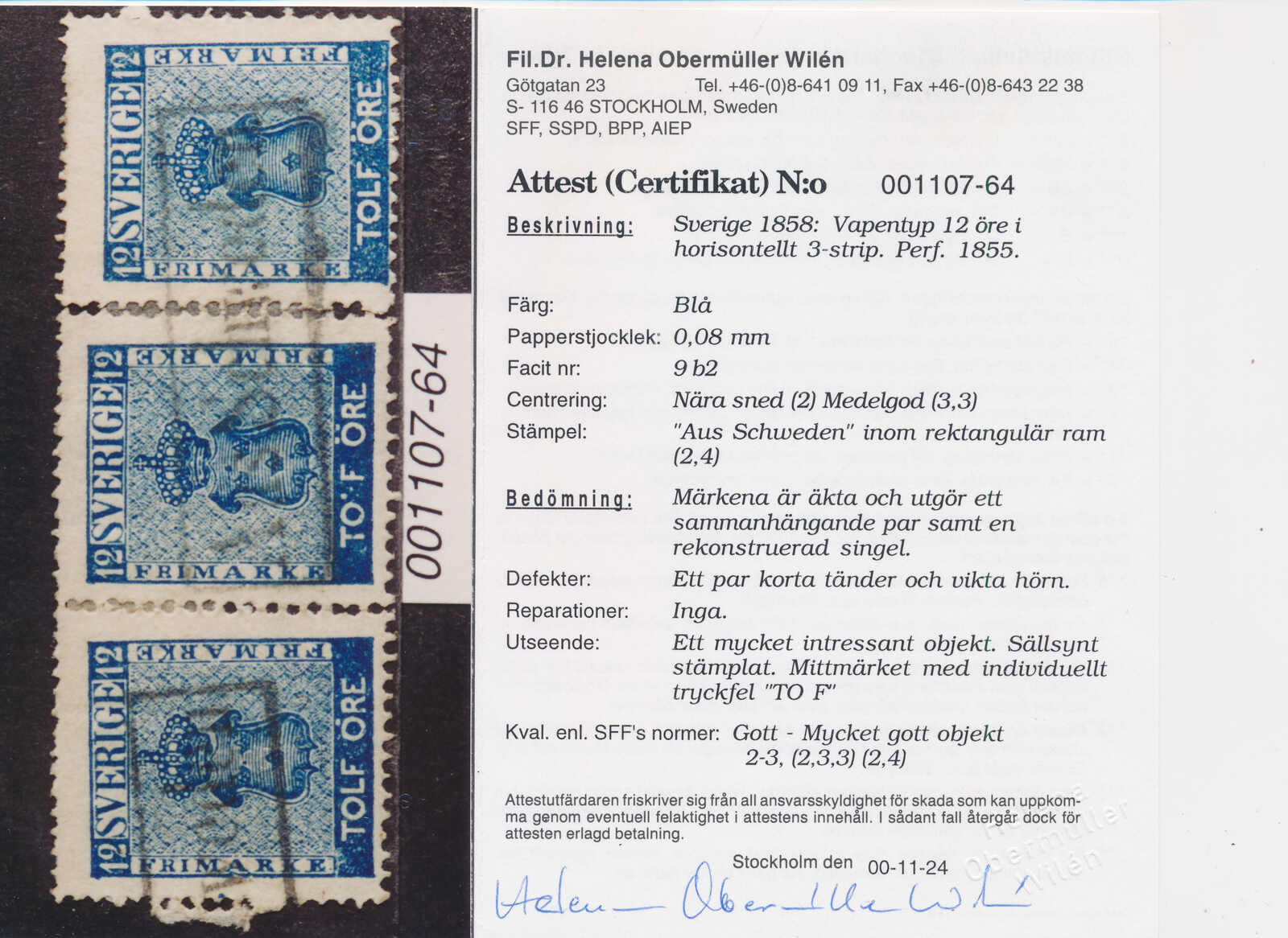 Image 2 for lot number 1534 for Postiljonen 246. Int. Briefmarken Auktion