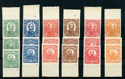 Christian IX, 4, 8 and 16 øre essays in six different colours on ...