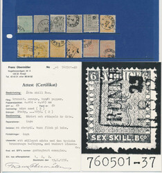 SKILLING BANCO. Lot with twelve stamps, 3 Sk. (1), 6 Sk. (4), 8 Sk ...
