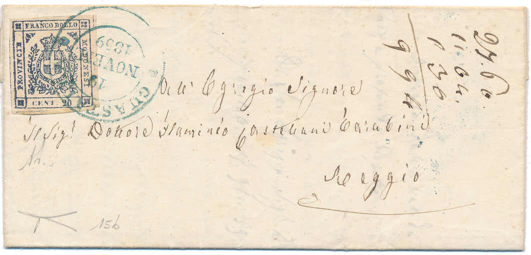 A wonderful cover with 20 c. in the rare shade black-violet (Sass. No ...