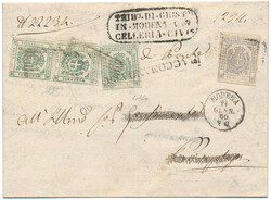 An exceptional registered letter with full contents with 5 c. in ...