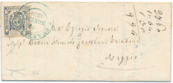 A wonderful cover with 20 c. in the rare shade black-violet (Sass. No ...