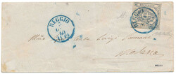 Very bautiful cover with 15 c. dark violet (Sass. No. 15a) with blue ...
