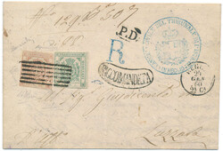 Beautiful reg. letter with full contents with 5 & 40 c. "REGGIO 24 ...