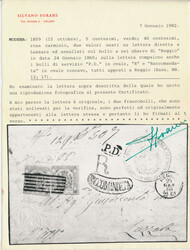 Beautiful reg. letter with full contents with 5 & 40 c. "REGGIO 24 ...