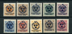 SURCHARGE ON ORIGINAL STAMPS. Cpl. never hinged set (10). F=5